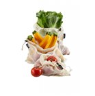 3 sacchetti riutilizzabili 100% cotone per frutta e verdura