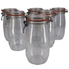6 vasi da conserva in vetro 1.5 litri chiusura meccanica guarnizione caucciù 85 mm