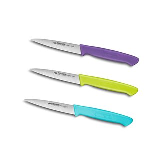 Set 3 coltelli da cucina viola verde e turchese